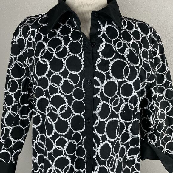 Luciano Dante Button Down 3/4 Sleeve Top Size XL EUC - Picture 2 of 5